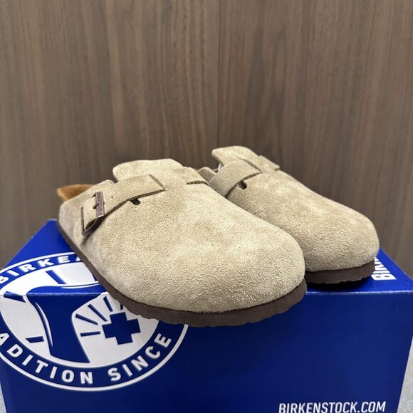 New Boston Ladies Taupe Suede Clogs Slipper - Picture 1 of 5
